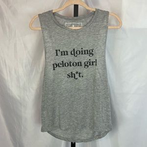 Sarah Marie Design Studio "I'm Doing Peloton Girl Sh*t" Muscle Tank, size Small
